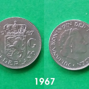 Dutch 1 Gulden from 1967, 1972, 1973, 1975, 1980 - Juliana, Coin from Netherlands, Vintage Coins, Pre Euro Coins