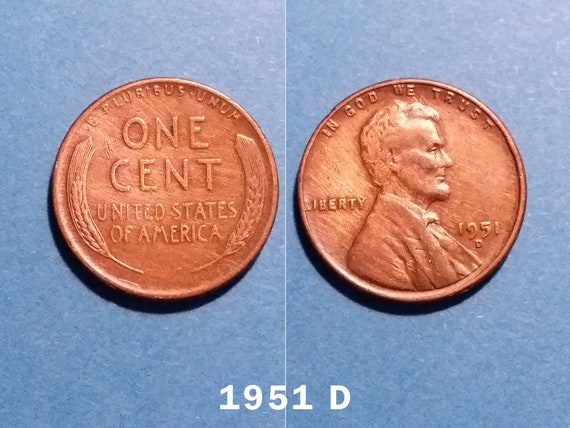 US One Cent From 1951 D, 1952, 1952 D, 1956 D, 1957, Abraham Lincoln Coin,  Vintage Coin, Coins From USA 