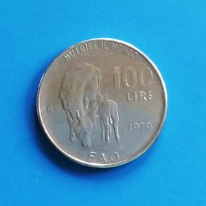 Italien 100 Lire, 1979, Numéro commémoratif, FAO, Nutrire Il Mondo vintage Coin d’Italie, Repubblica Italiana, Pre Euro Coin
