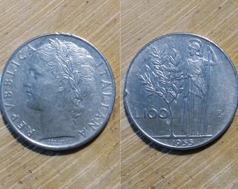 Italian 100 Lire, 1955, 1956, 1957, 1959, Vintage Coins from Italy, Pre Euro Coins