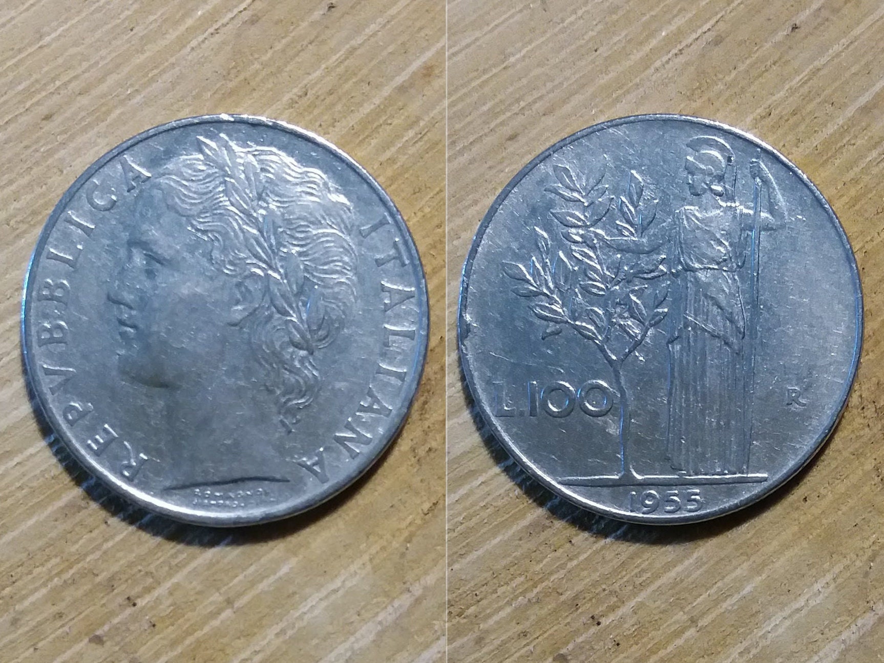 Italian 100 Lire, 1955, 1956, 1957, 1959, Vintage Coins From Italy 