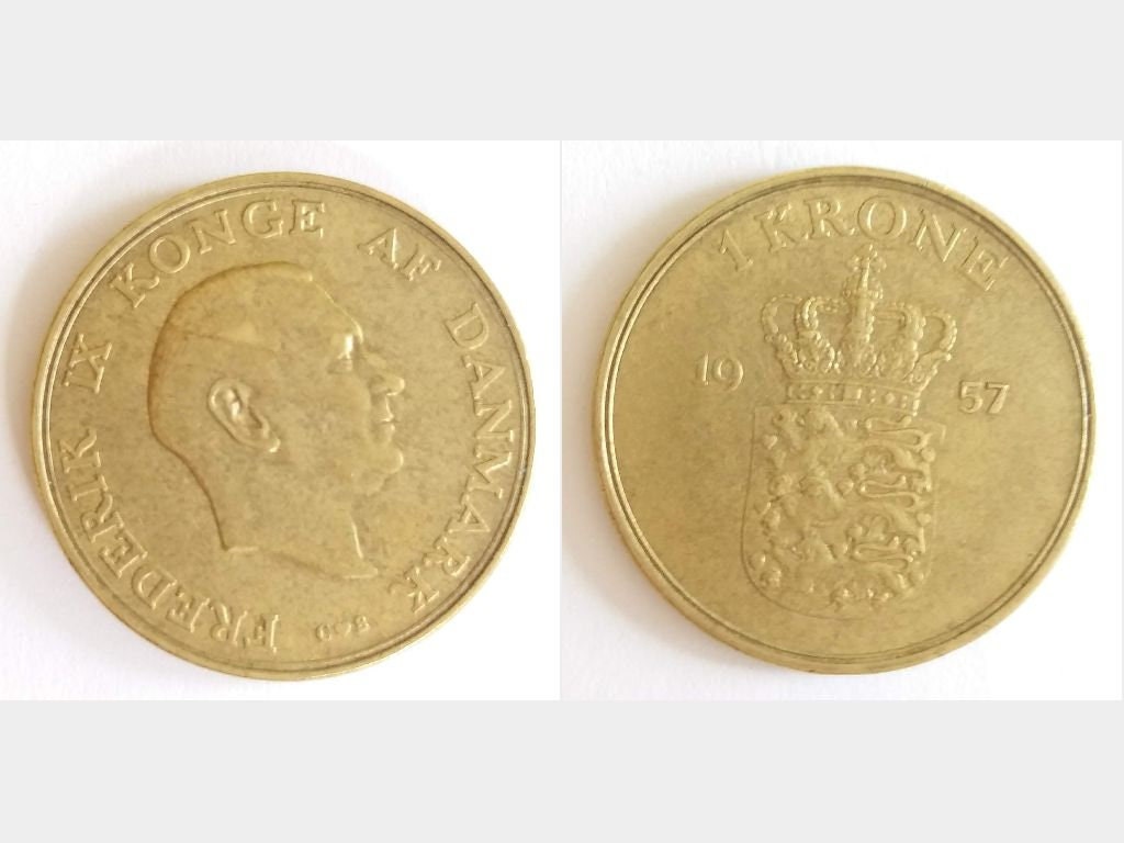 デンマーク 1 クローネ 1952、1953、1954、1955、1956、1957、1958