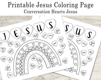 Christian Valentine’s Day Coloring Page, Jesus Valentine's Day, Jesus Loves, Printable Bible Coloring Page, Christian Kids Activity.