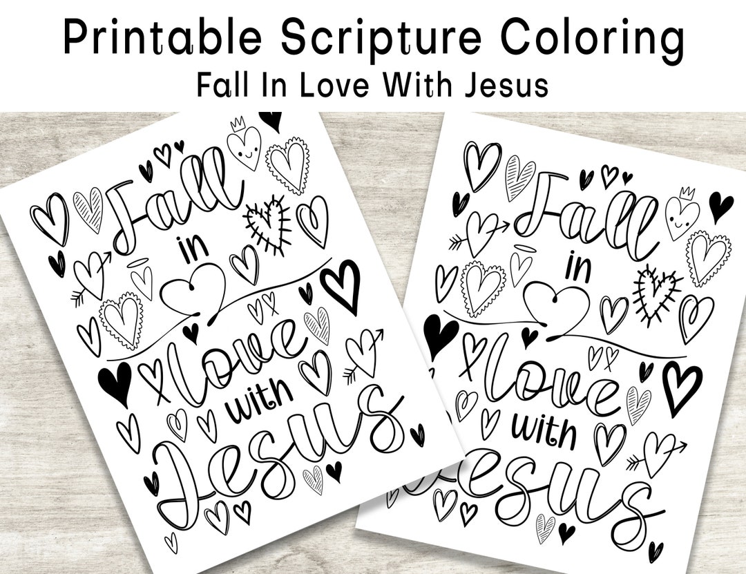 Printable Fall in Love With Jesus Page Scripture Verse - Etsy