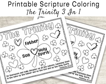 Christian St. Patrick&#39;s Day Coloring Page, Trinity 3 in 1 Coloring, Jesus Loves, Printable Bible Coloring Page, Christian Kids Activity.