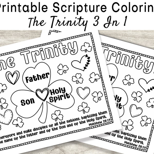 Christian St. Patrick's Day Coloring Page, Trinity 3 in 1 Coloring, Jesus Loves, Printable Bible Coloring Page, Christian Kids Activity.