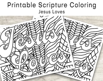 Jesus Loves Coloring Page, Printable Bible Coloring Page, Christian Kids Activity, Sunday School Craft