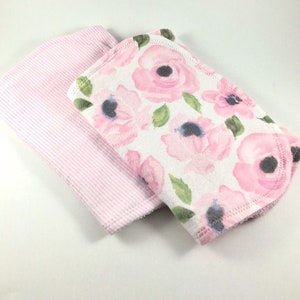Pink floral duo burp cloth set, Floral burp cloths, Baby burp cloth, Baby shower gift, Baby gift, Burp cloth girl, Baby girl, Baby