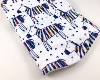 Personalized rainbow zebra burp cloth, Zoo animal burp cloth, Baby burp cloth, Baby shower gift, Baby boy gift, Baby girl gift, Baby Initial