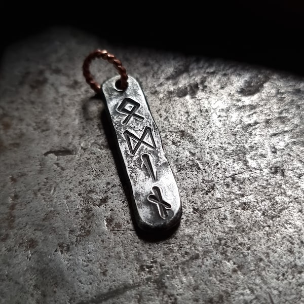 Hand Forged Odin Thor Loki Freya Norse God Rune Pendant