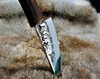Hand Forged Custom Runes Viking Knife with Antler Handle