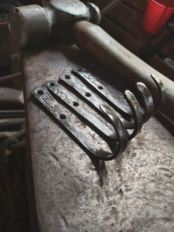 Medium Hand-Forged Hook - Rustic Decorative Hook with Optional Rune Engraving | Ideal for Pagan & Rustic Home Décor