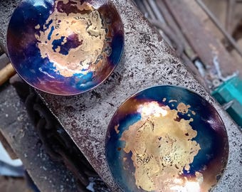 Galaxy bowl 11th anniversary steel bowl hand forged Viking bowl alter bowl blacksmith bowl