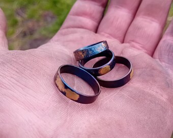 Galaxy Fusion Ring – Heat-Coloured Steel & Brass Splash Ring | Cosmic Artisan Band | Handmade to Order | Statement Ring | Rustic Jewellery