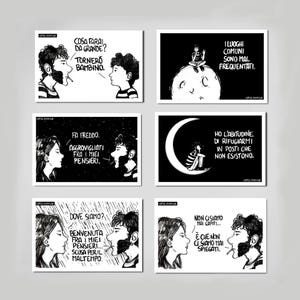 Set di 6 cartoline A6 con vignette Coma Empirico