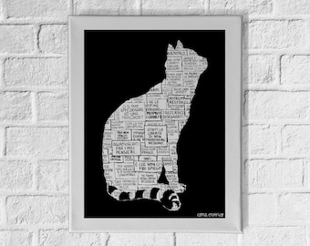 Tela 30x40cm - Stampa Serigrafica Artigianale - Gatto Empirico