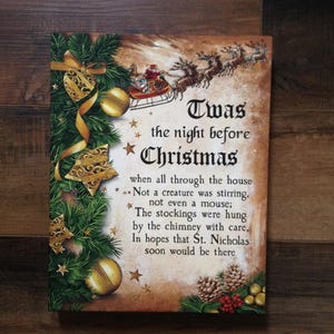 Twas the Night Before Christmas Canvas Painting Christmas Poem Santa Claus Merry Christmas Holiday Decor Ornaments Christmas Sign