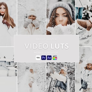 14 Bright Winter Video LUTs, Final Cut Pro lut, Film luts, Luts Video, Cube luts, Adobe Premiere Pro, Video Presets, Video Editing,VN editor
