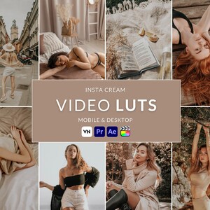 10 Insta Cream Video LUTs, Final Cut Pro luts, Film luts, Luts Video, Cube luts, Adobe Premiere Pro, Video Presets, Video Editing,VN editor