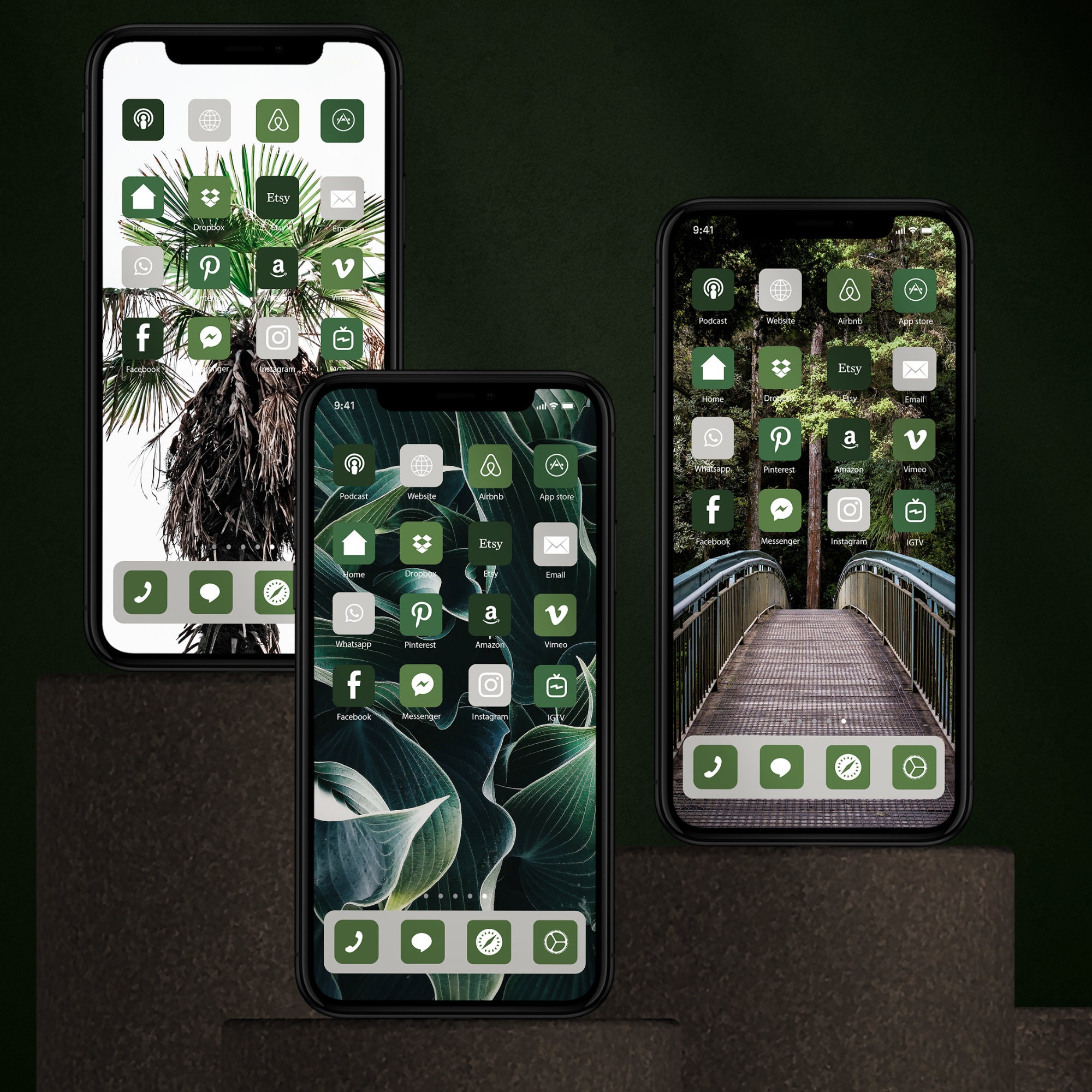 IOS14 App Icons Green Aesthetic Icons Bundle IOS14 App Etsy