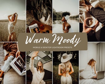 Warm Moody Lightroom Presets, Cinematic Film Look (Mobile & Desktop)
