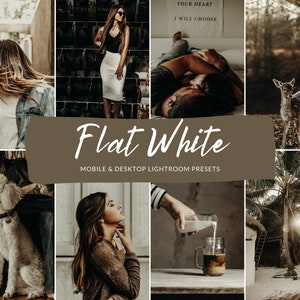 4 Mobile & Desktop Lightroom Presets FLATWHITE, Rustic Presets, Moody Presets, Concert Presets, Photo presets, Indoor Presets