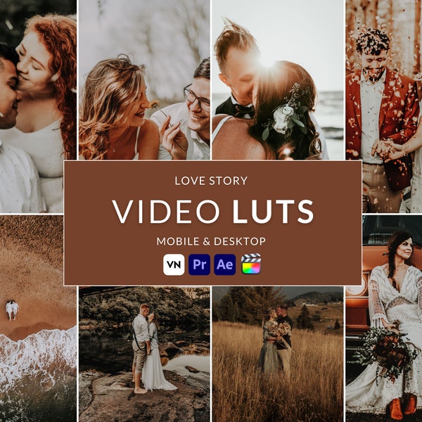 10 Love Story Video LUTs, Final Cut Pro luts, Film luts, Luts Video, Cube luts, Adobe Premiere Pro, Video Presets, Video Editing,VN editor