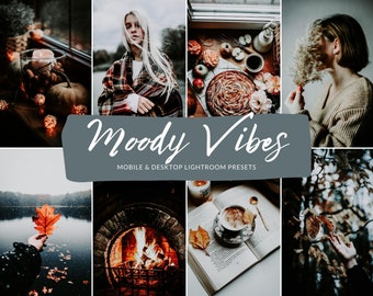 Moody Vibes Lightroom Presets, Rustic Warm Filters (Mobile & Desktop)