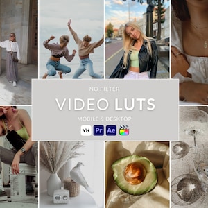 9 No Filter Video LUTs, Final Cut Pro luts, Film luts, Luts for Video, Cube luts, Adobe Premiere Pro, Video Presets, Video Editing,VN editor