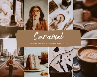 Ajustes preestablecidos de Lightroom de caramelo, filtros para dispositivos móviles y de escritorio