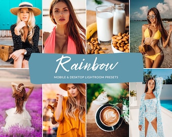 Rainbow Lightroom Presets, Mobile & Desktop, Summer Photo Filters
