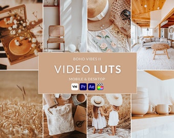 Boho Vibes Video LUTs, Cinematic Film Presets (Cube File Format Digital Download )