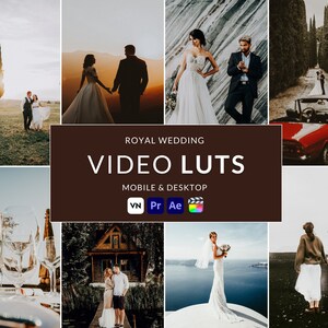LUTs vidéo du mariage royal, préréglages de films cinématographiques (fichiers .cube à téléchargement numérique)
