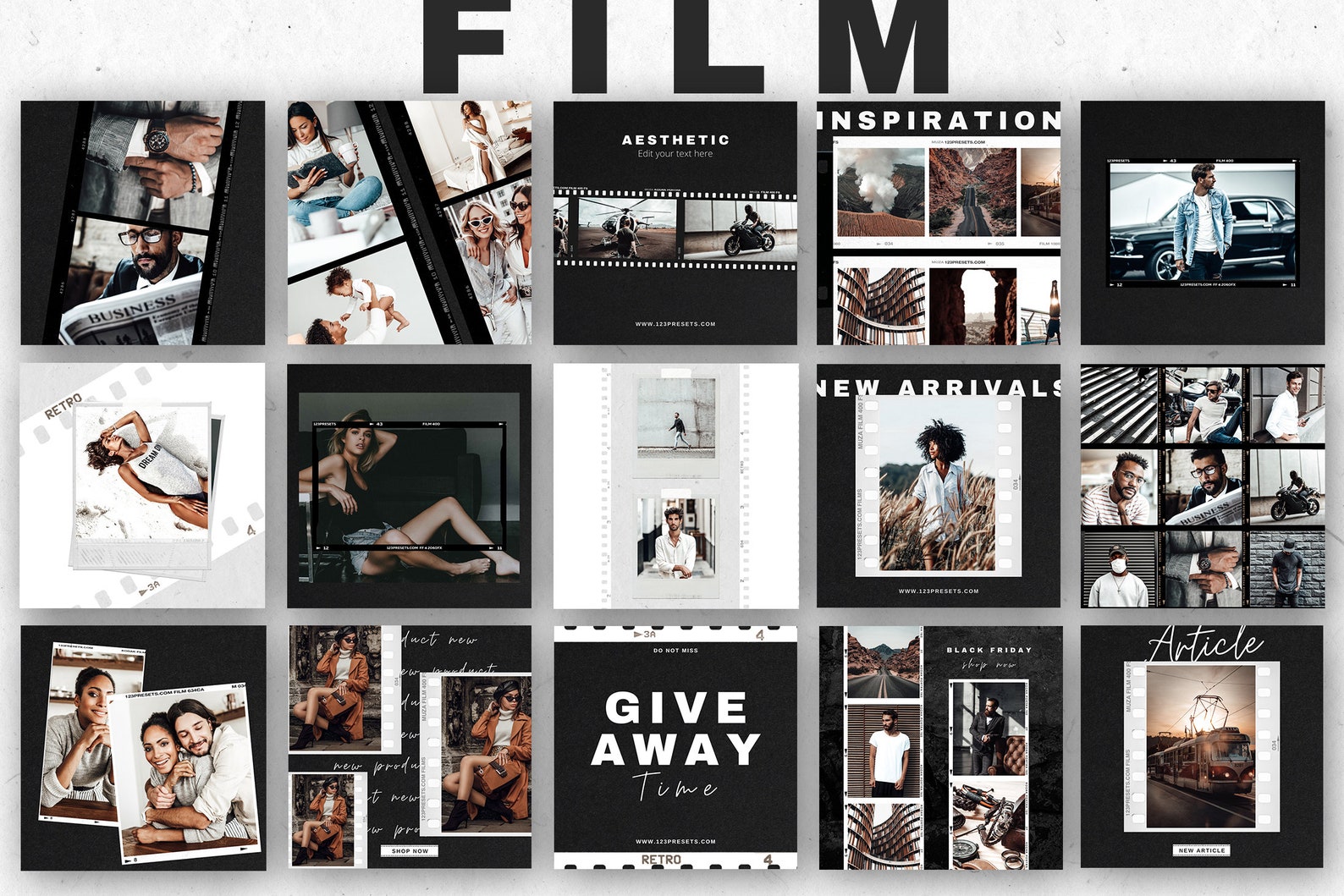 Film Canva Templates Professional For Stylish Movie Social Etsy