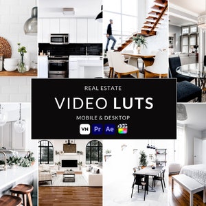 10 Real Estate Video LUTs, Final Cut Pro luts, Film luts, Luts for Video, Cube, Adobe Premiere Pro, Video Presets, Video Editing,VN editor