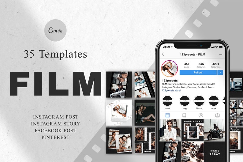 Film Canva Templates Professional For Stylish Movie Social Etsy