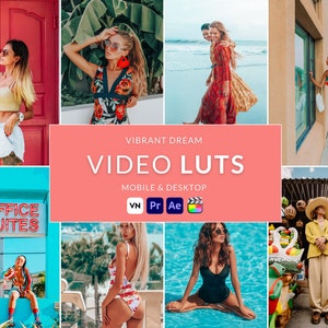 13 Vibrant Dream Video LUTs, Final Cut Pro luts, Film luts, Luts Video, Cube lut, Adobe Premiere Pro, Video Presets, Video Editing,VN editor