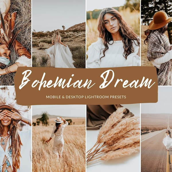 10 Mobile & Desktop Lightroom Presets BOHEMIAN DREAM, Beige Presets, Aesthetic Preset, Concert Presets, Preset, Photo presets, Indoor Preset