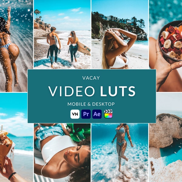 11 Vacay Video LUTs, Final Cut Pro luts, Film luts, Luts for Video, Cube luts, Adobe Premiere Pro, Video Presets, Video Editing,VN editor