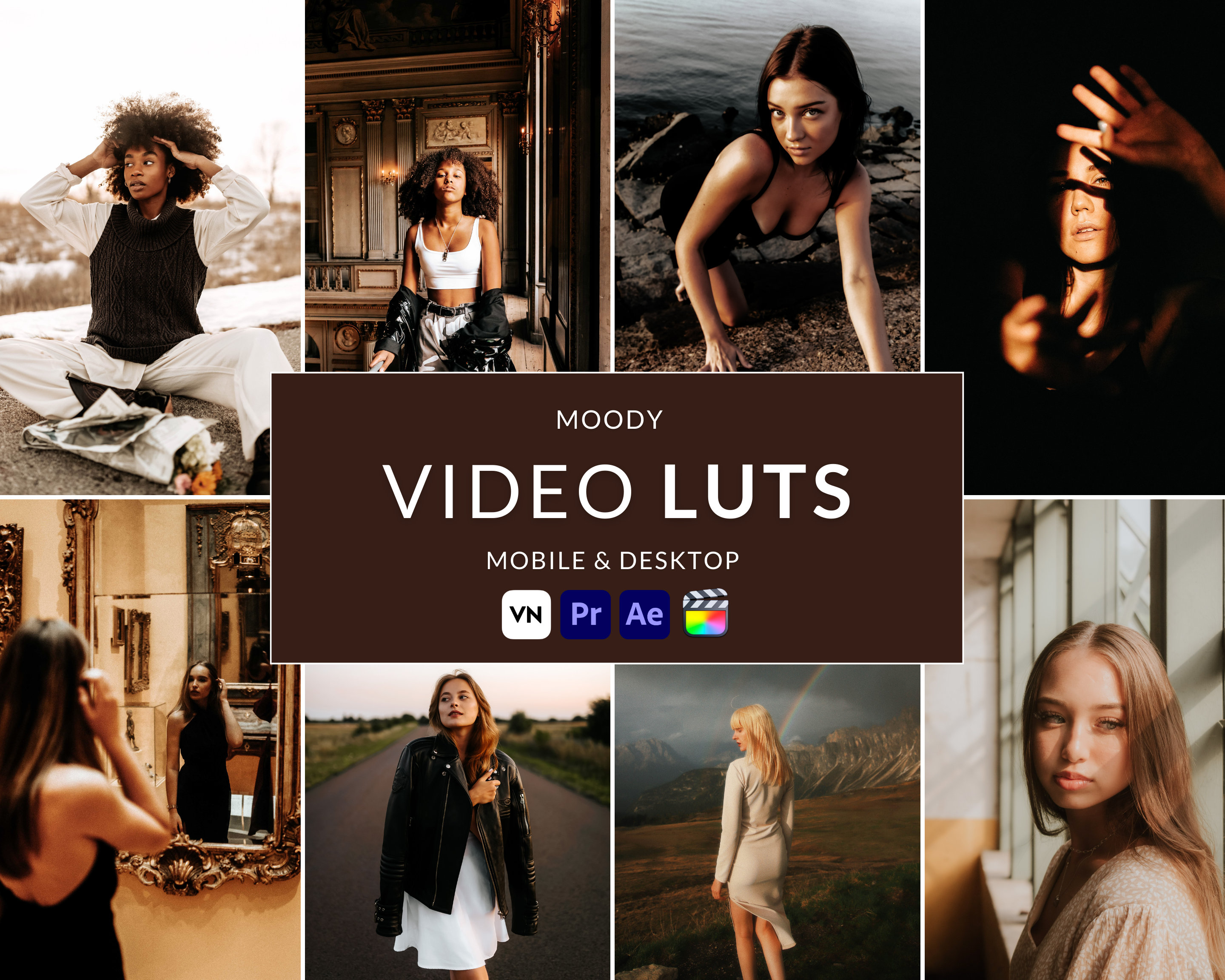 15 Moody Video LUTs, Final Cut Pro luts, Film luts, Luts for Video, Cube luts, Adobe Premiere Pro, Video Presets, Video Editing,VN editor