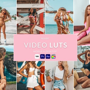 5 Miami Video LUTs, Final Cut Pro luts, Film luts, Luts for Video, Cube luts, Adobe Premiere Pro, Video Presets, Video Editing,VN editor