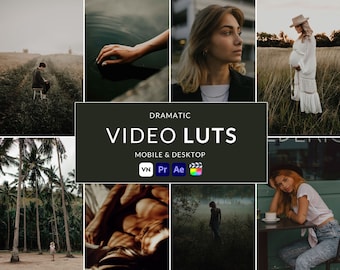 10 Dramatic Video LUTs, Final Cut Pro luts, Film luts, Luts for Video, Cube luts, Adobe Premiere Pro, Video Presets, Video Editing,VN editor