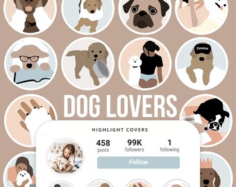 Dog Lovers Instagram Story Highlight Trendy Pets Illustrations Icons Story Highlight Stories Social Media Icons For Instagram Bloggers
