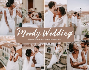 Ajustes preestablecidos de Lightroom para bodas con un toque de melancolía, filtros fotográficos rústicos (móvil y escritorio)