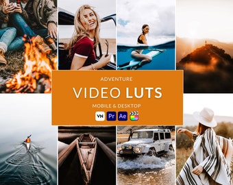 9 Adventure Video LUTs, Final Cut Pro luts, Film luts, Luts for Video, Cube luts, Adobe Premiere Pro, Video Presets, Video Editing,VN editor