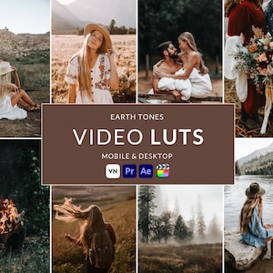 8 Earth Tones Video LUTs, Final Cut Pro luts, Film luts, Luts Video, Cube luts, Adobe Premiere Pro, Video Presets, Video Editing,VN editor