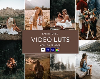 8 Earth Tones Video LUTs, Final Cut Pro Luts, Film Luts, Luts Video, Cube Luts, Adobe Premiere Pro, Video Presets, Videobearbeitung, VN Editor