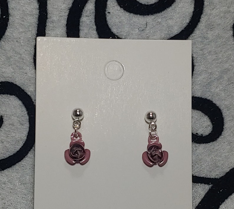 Pink Rose Stud Earrings