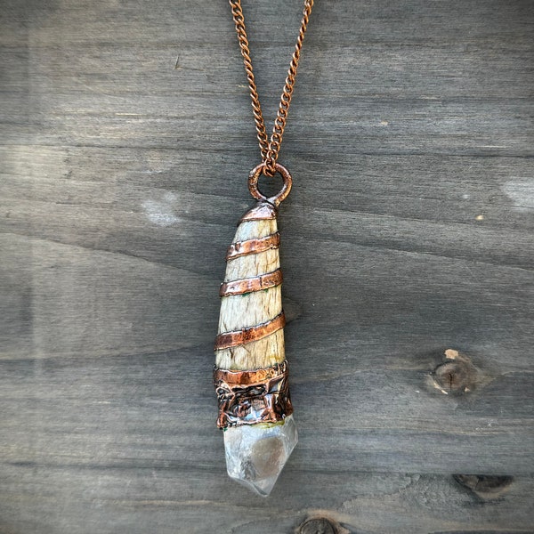 Quartz Deer Antler Necklace / Woodland Jewelry / Cottagecore Jewelry / Real Antler / Electroformed Crystal