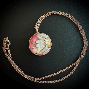 Electroformed Copper Flower Pendant: Dried Floral Resin Necklace